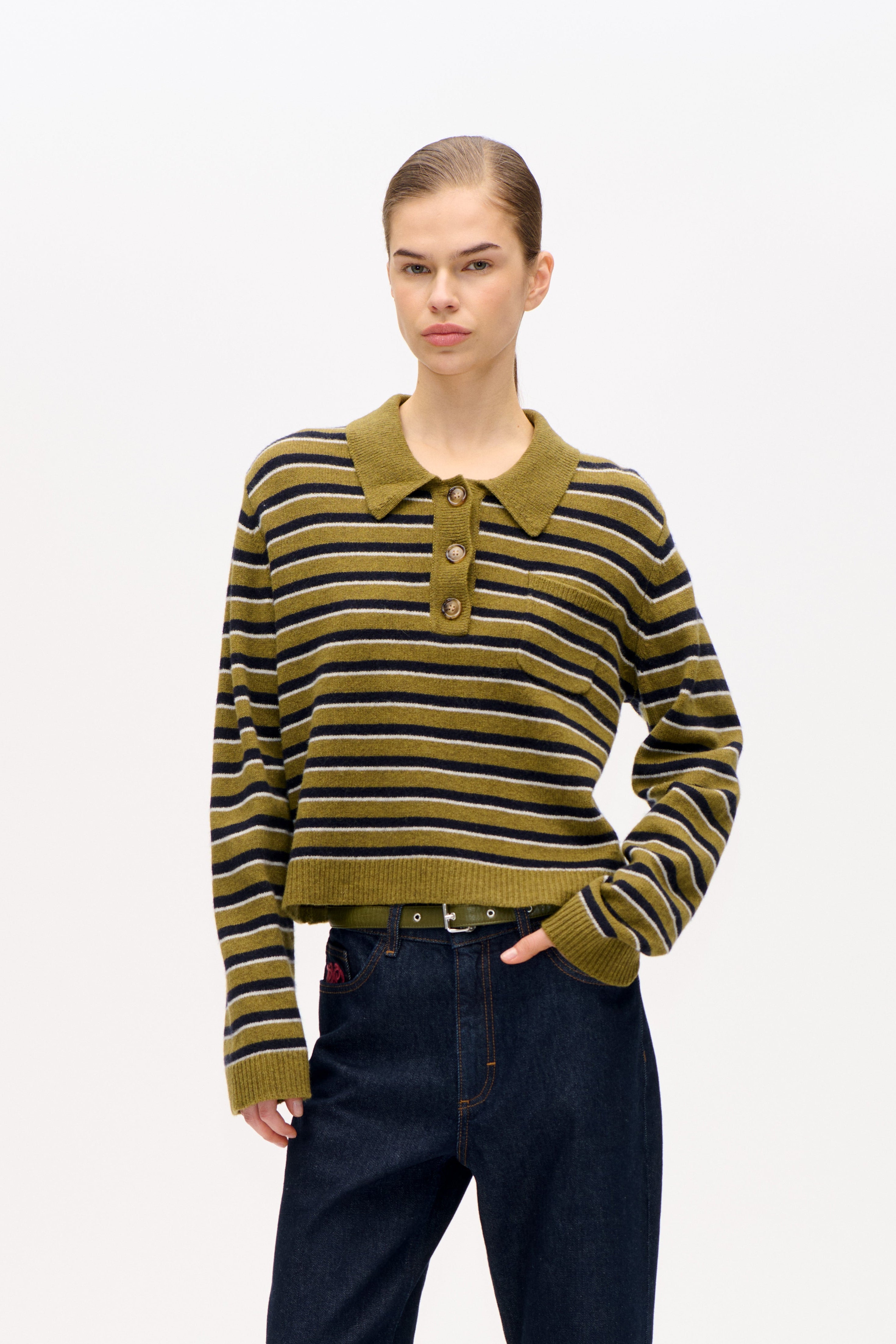 Cori polotrøje - Ivy Green Stripe